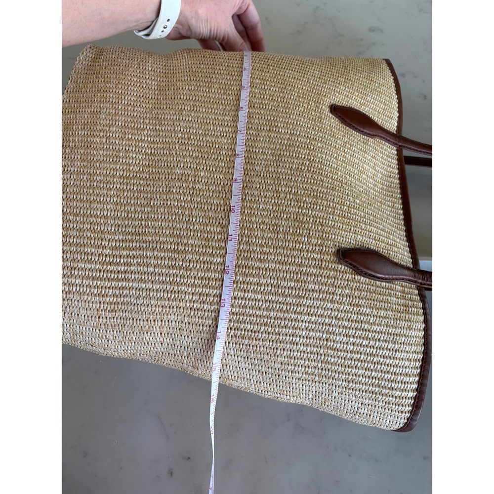 Madewell Woven Straw Transport Tote Leather Trim Brown Tan NF319 NWT - Picture 8 of 11